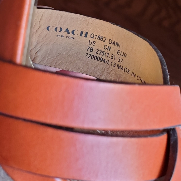 EUC Coach Orange Platform High Heels Shoes Sz 7 w/ Strappy Ankle Buckle with Box - Picture 16 of 16